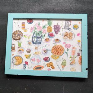Dreamy Tea Time - Whimsical Food Watercolor Painting Cottage Core Kitchen Decor
